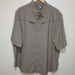 Habit Shirt Mens XL Gray Nylon Short Sleeve Button Up Breathable